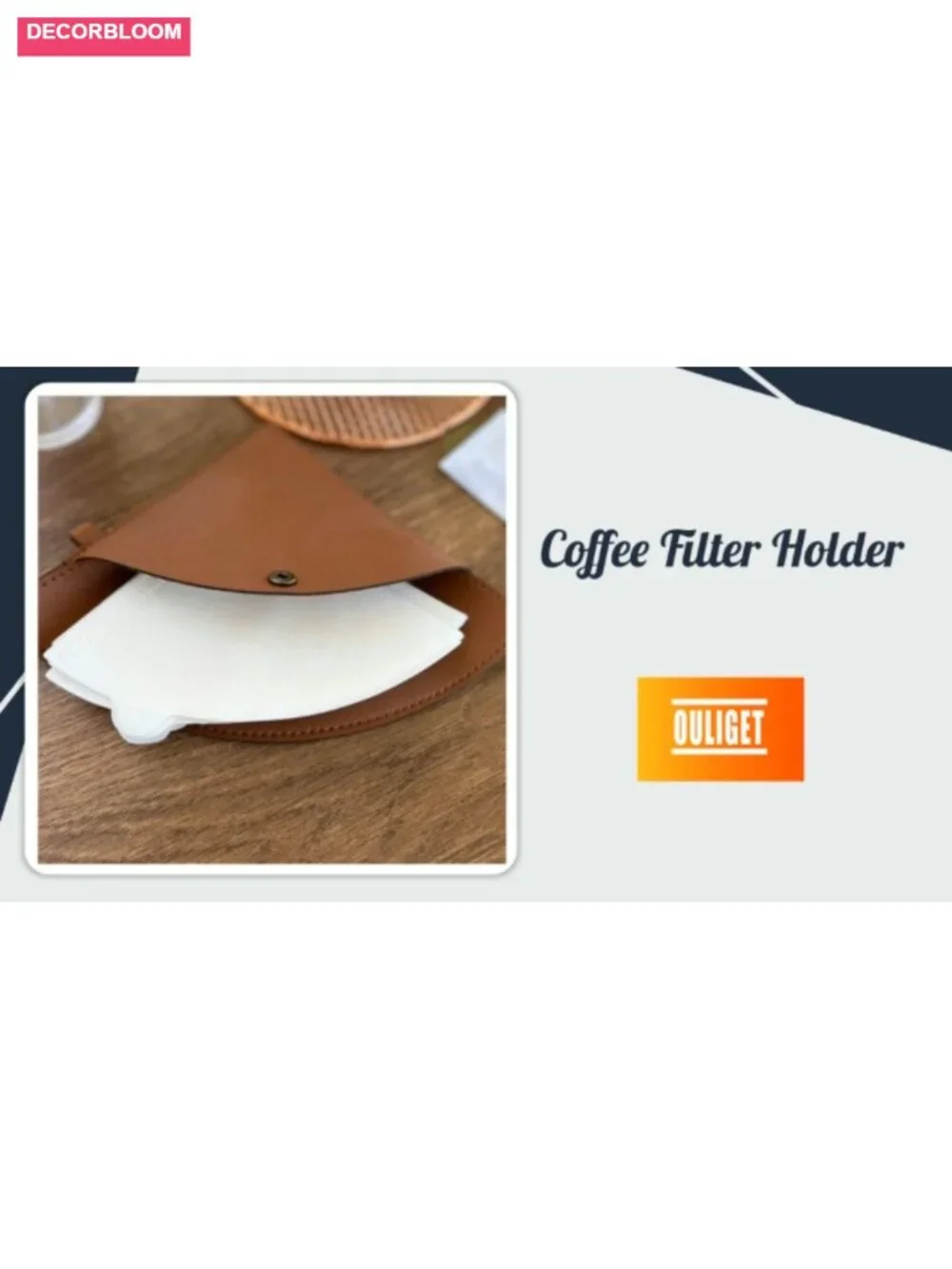 Portable Coffee Filter Holder Bag with Hook, PU Leather, Waterproof, for
